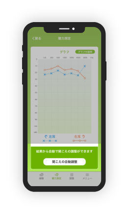 The app automatically adjusts audio based on measurement results